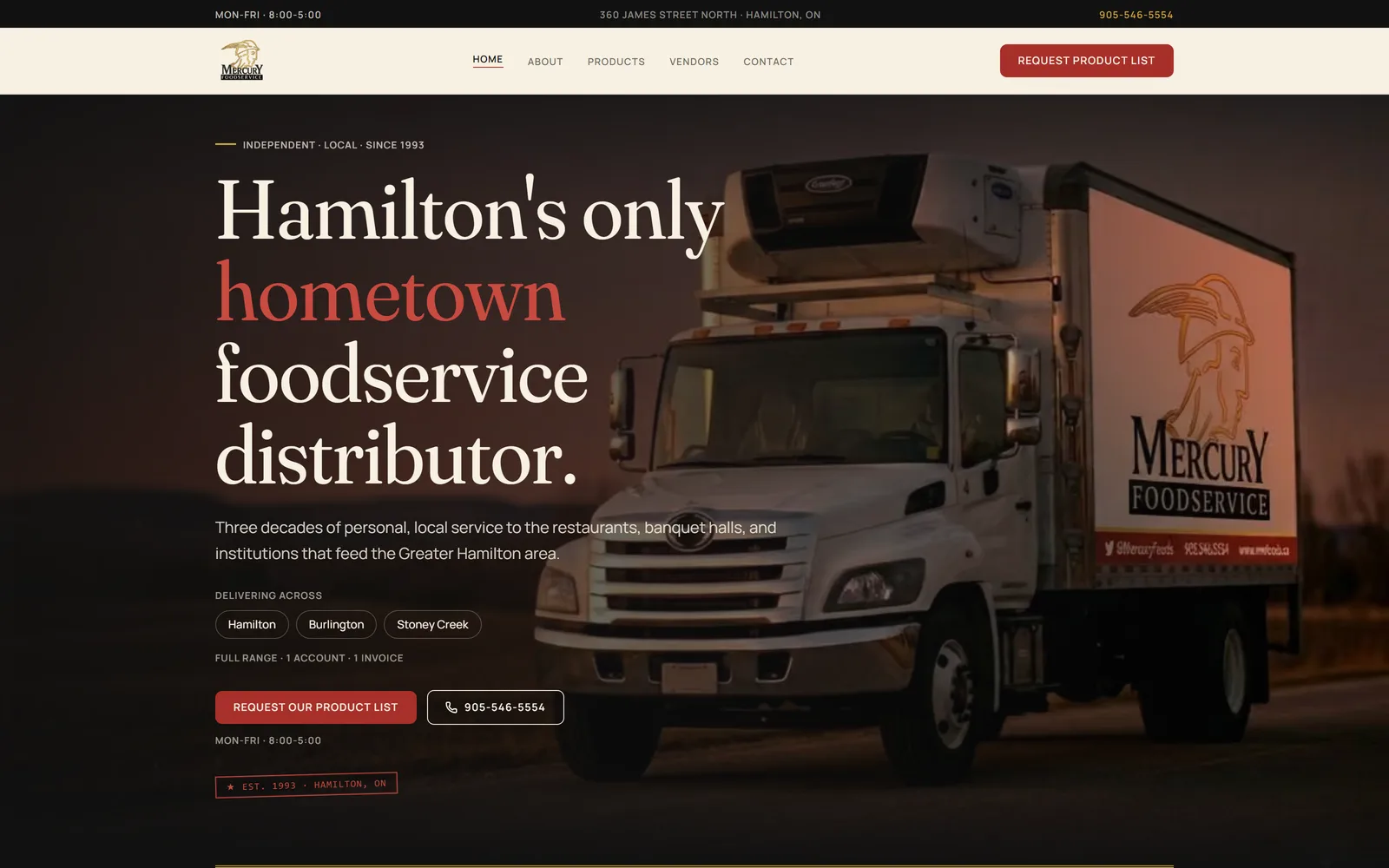 Mercury Foodservice homepage screenshot